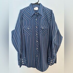 Wrangler Shirt Mens XL Blue Plaid Western Pearl Snap Up Cowboy Wrancher Rodeo